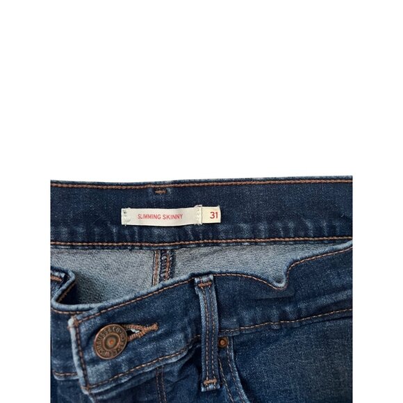 Levi's Slimming Skinny Blue Jeans Women's Size 31 Dark Wash Denim - Picture 3 of 7